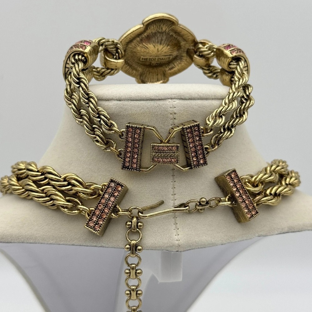 Heidi Daus Chain Of Events PINK Necklace Bracelet Jewelry Set OF 2 STUNNING! - Picture 7 of 7